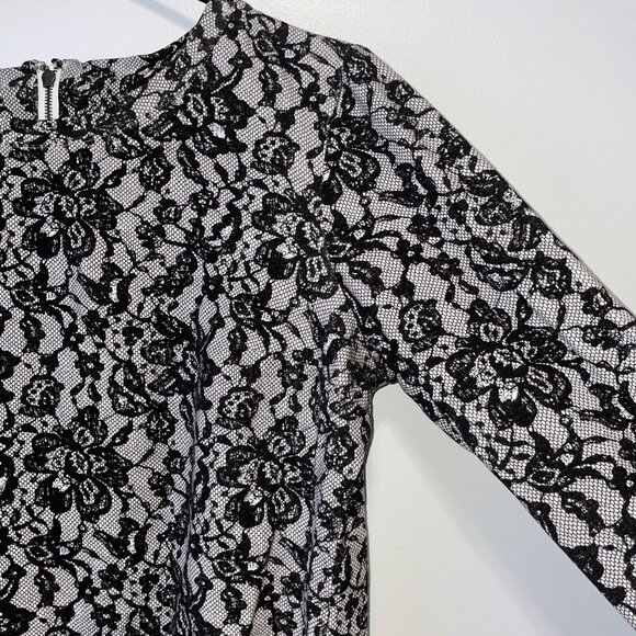 Black & White Lace Overlay Long Sleeve Top By Talbots Size S - Picture 3 of 7